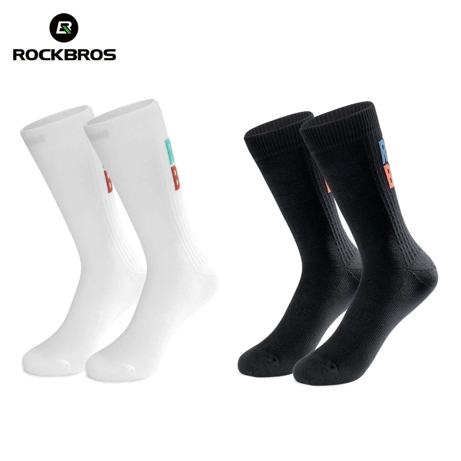 Quick-Drying Cycling Socks Breathable Knee-High Sport Socks 2 Pairs-490068WTGN / L(EUR 43-46)