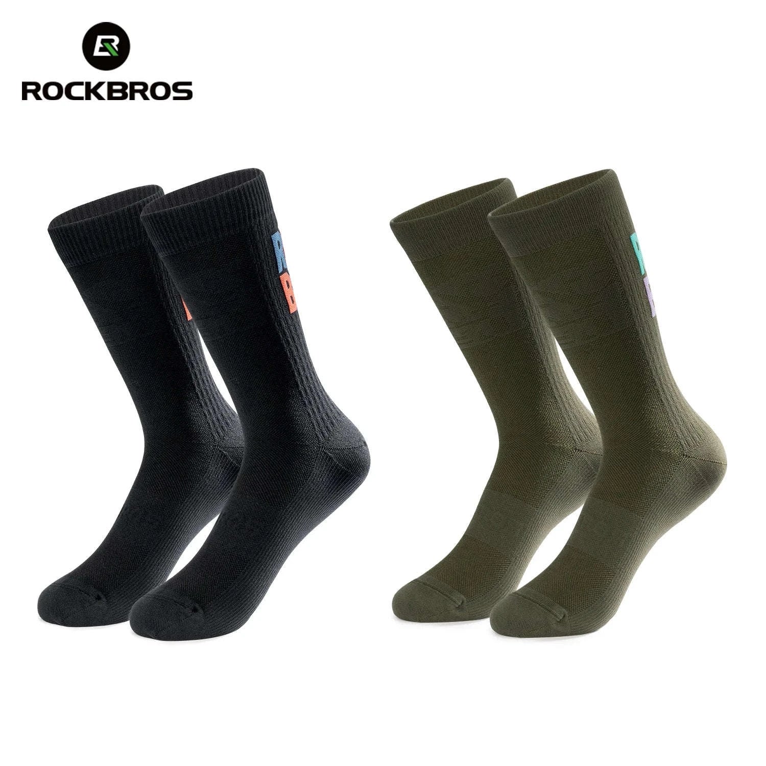 Quick-Drying Cycling Socks Breathable Knee-High Sport Socks 2 Pairs-490068WTGN / L(EUR 43-46)