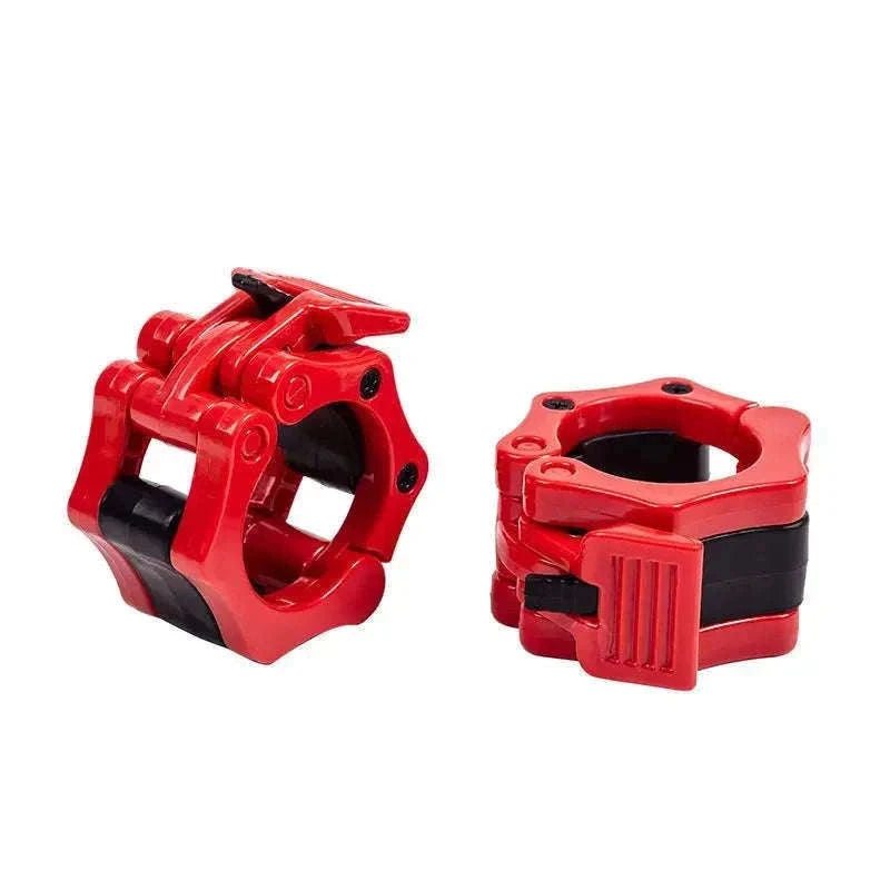 Quick Release Barbell Clamps for Fast, Secure Lifting-25mm red pair