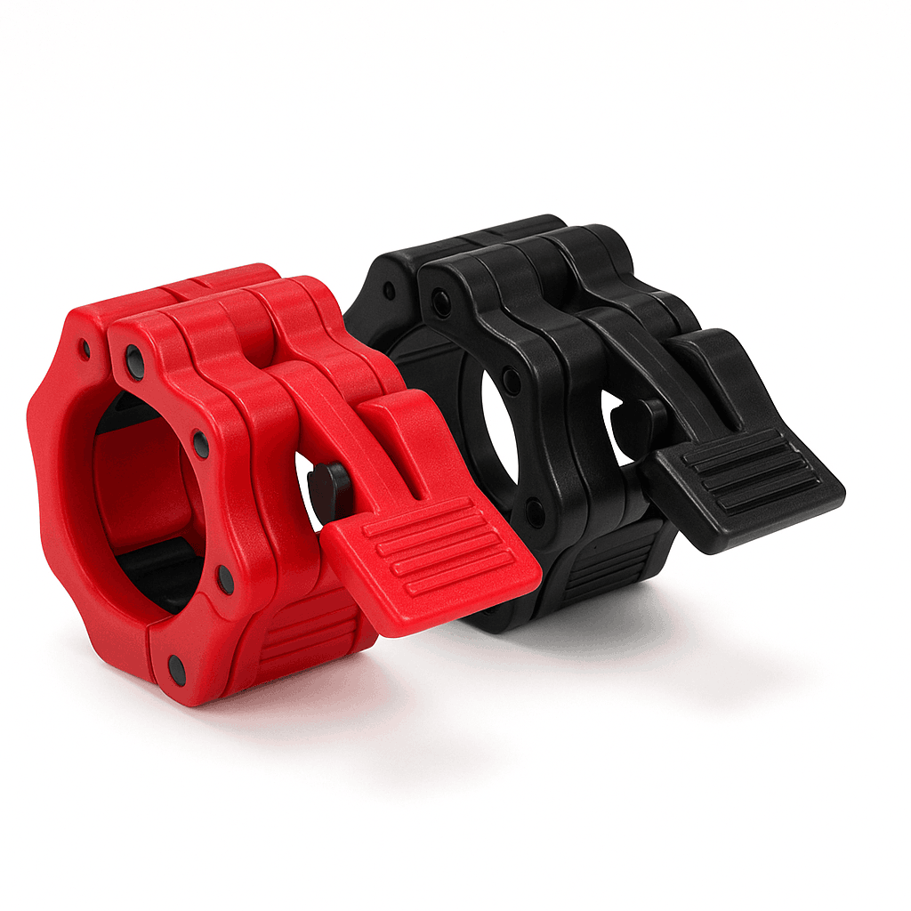 Quick Release Barbell Clamps for Fast, Secure Lifting-25mm red pair