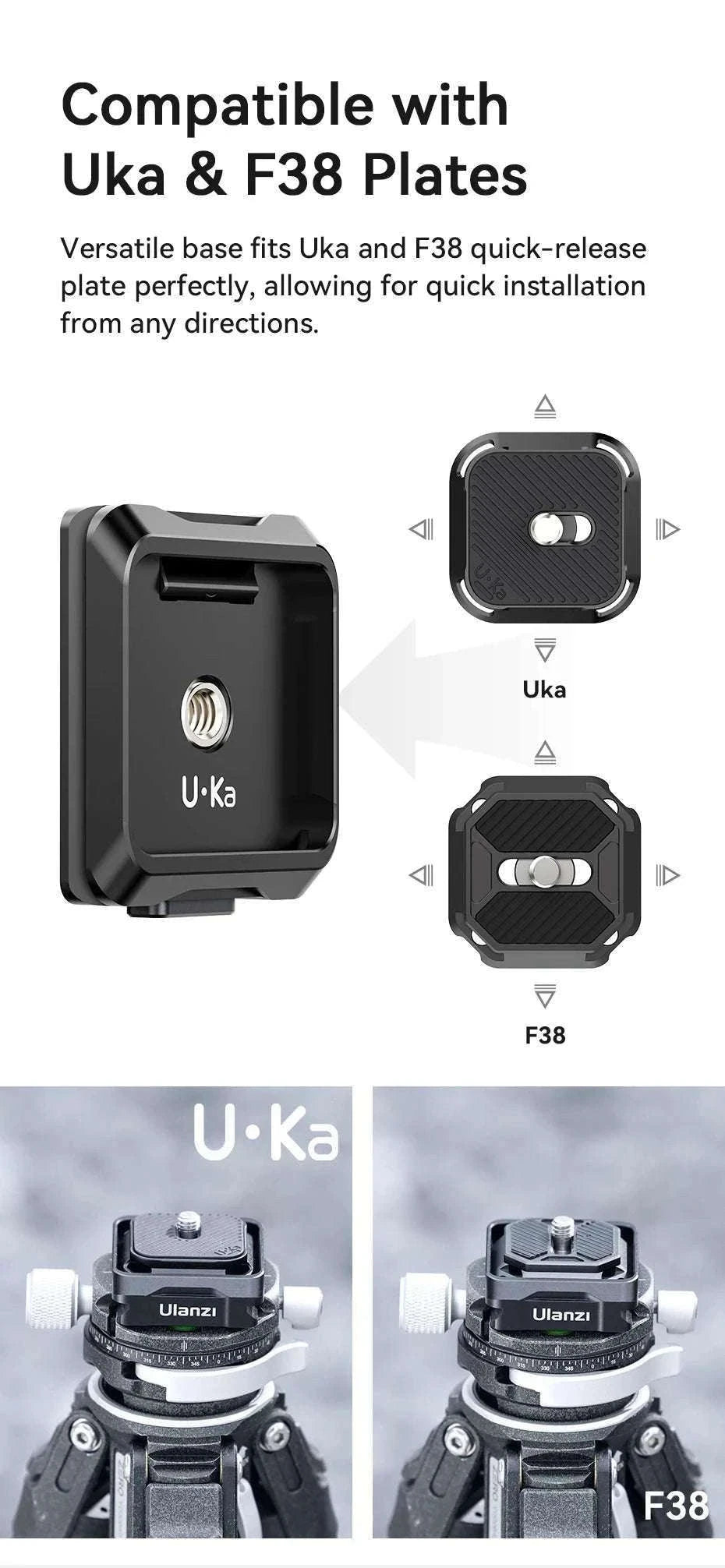 Quick Release Camera Mount Plate & Base Kit for Fast Setup-Black