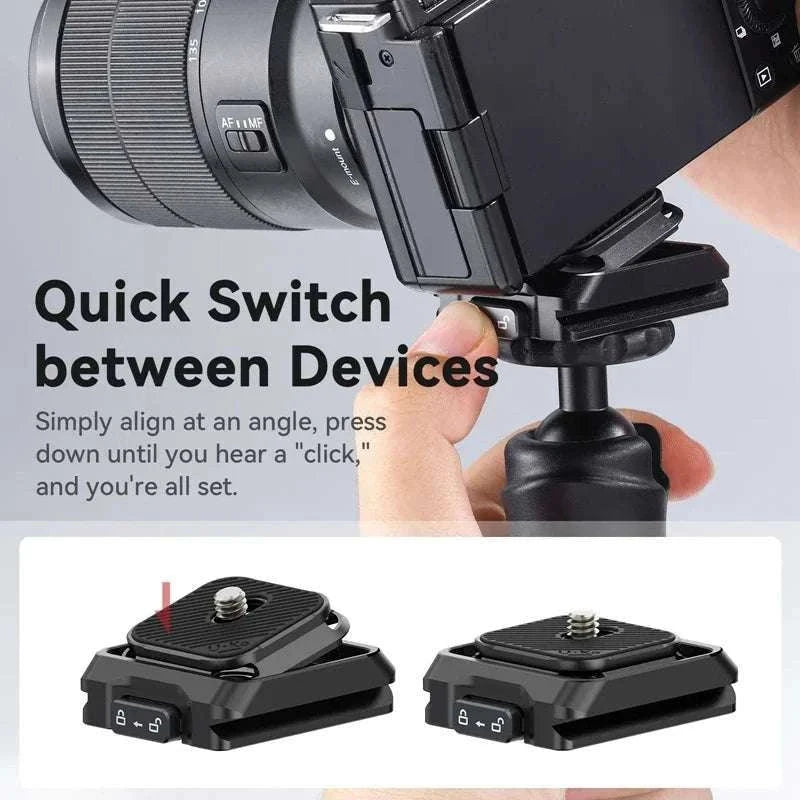 Quick Release Camera Mount Plate & Base Kit for Fast Setup-Black