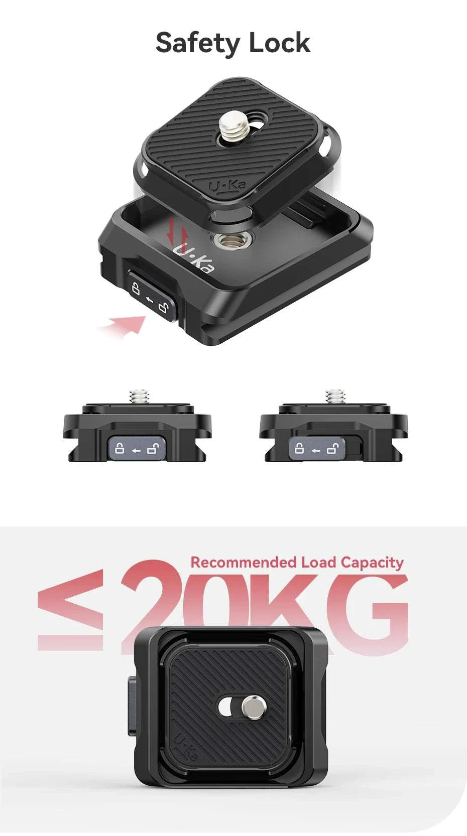 Quick Release Camera Mount Plate & Base Kit for Fast Setup-Black