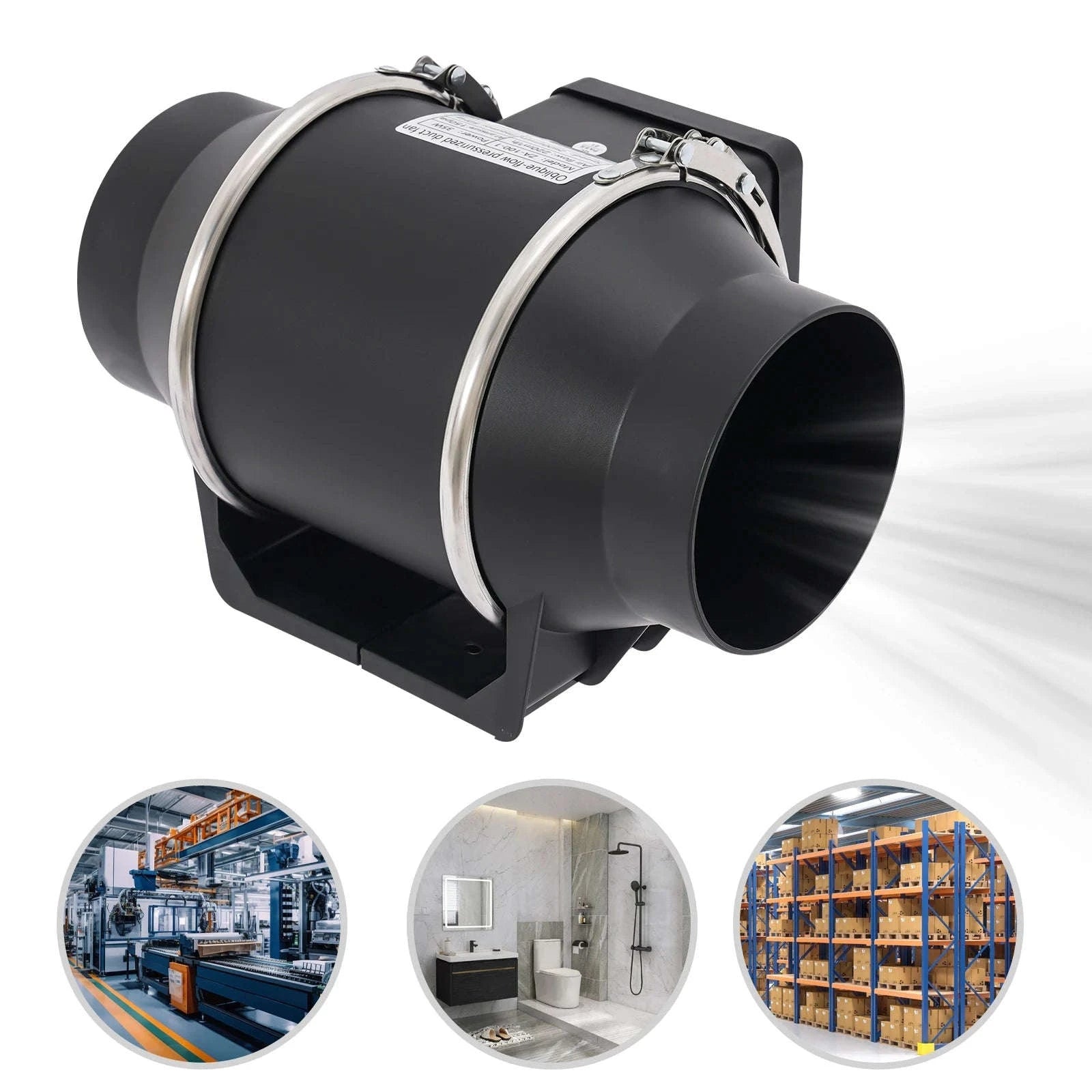 Quiet 220V Exhaust Duct Fan-Black / GERMANY