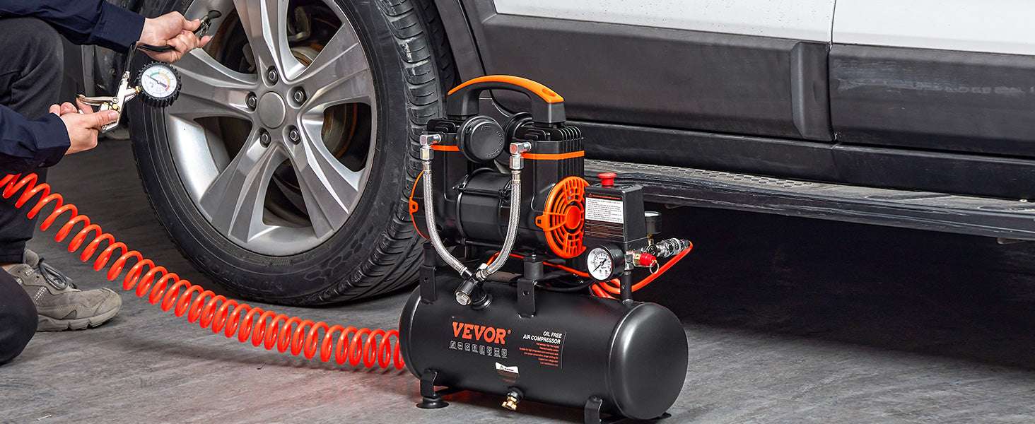 Quiet Oil-Free Air Compressor for Tire Inflation & Home Tools-24L 1450W / United States