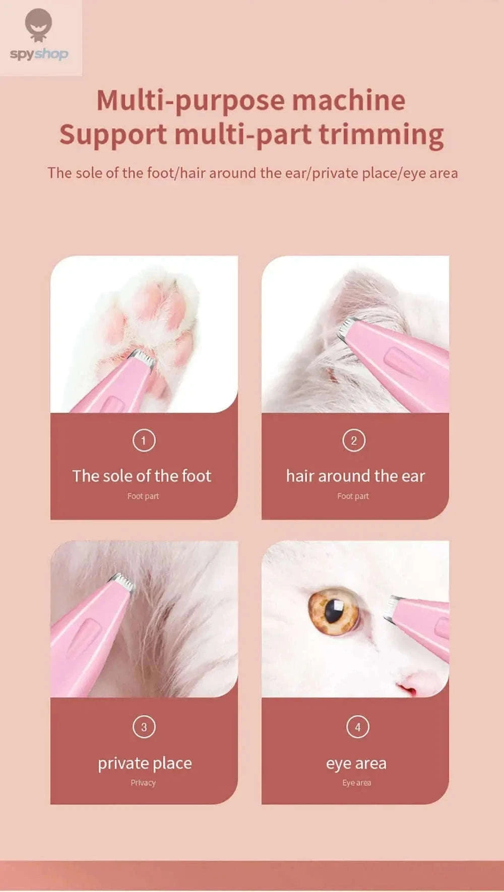 Quiet Pet Hair Trimmer with LED Light for Precise Grooming-Light Blue With LED