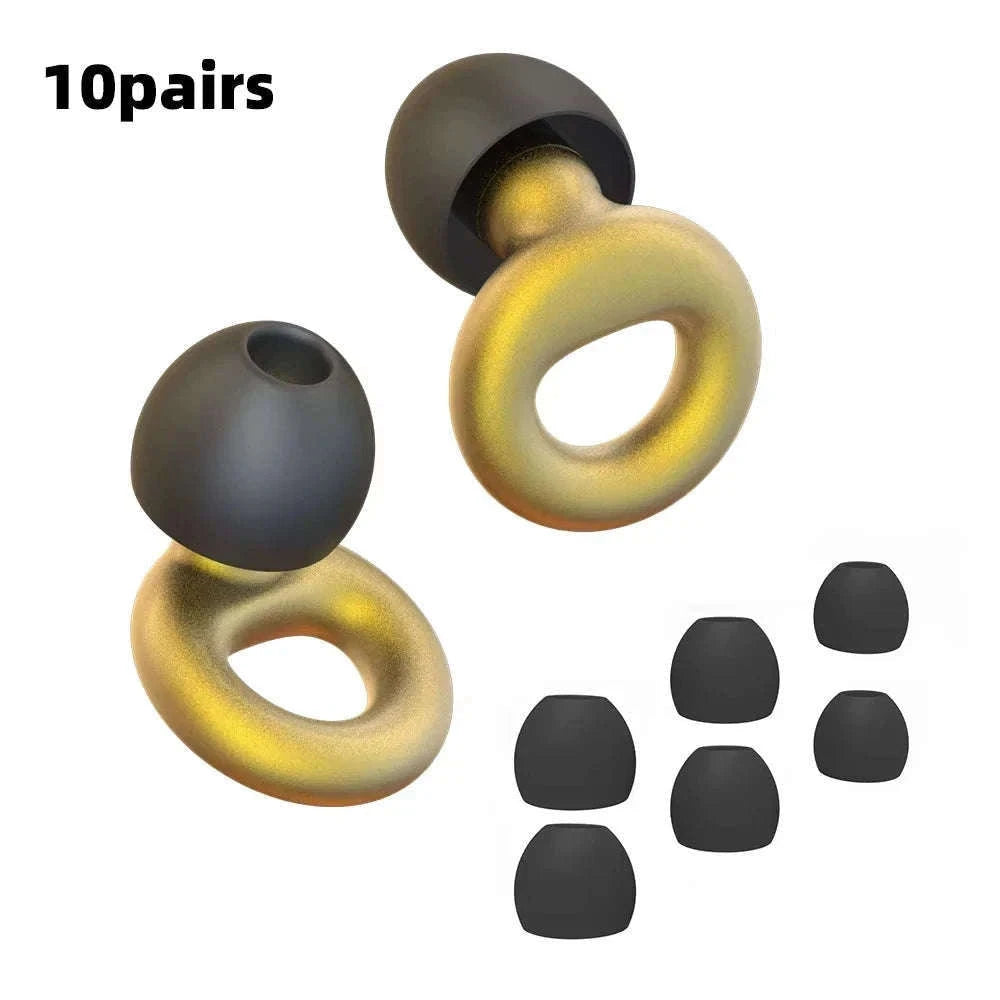 Quiet Reusable Ear Plugs for Noise Reduction and Comfort-10pairs Metal Green