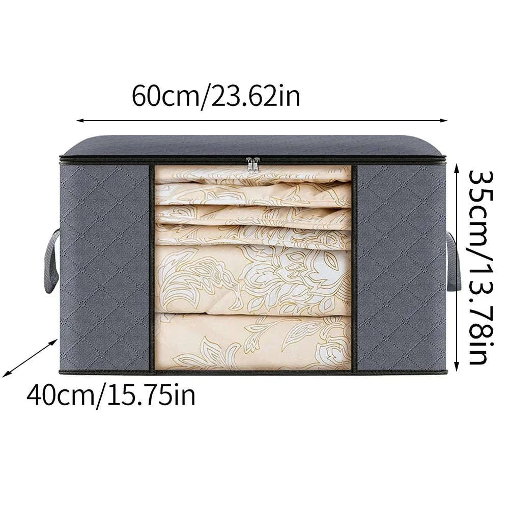 Quilt Storage Bag for Bedding and Clothing Organization-60x40x35cm / Black