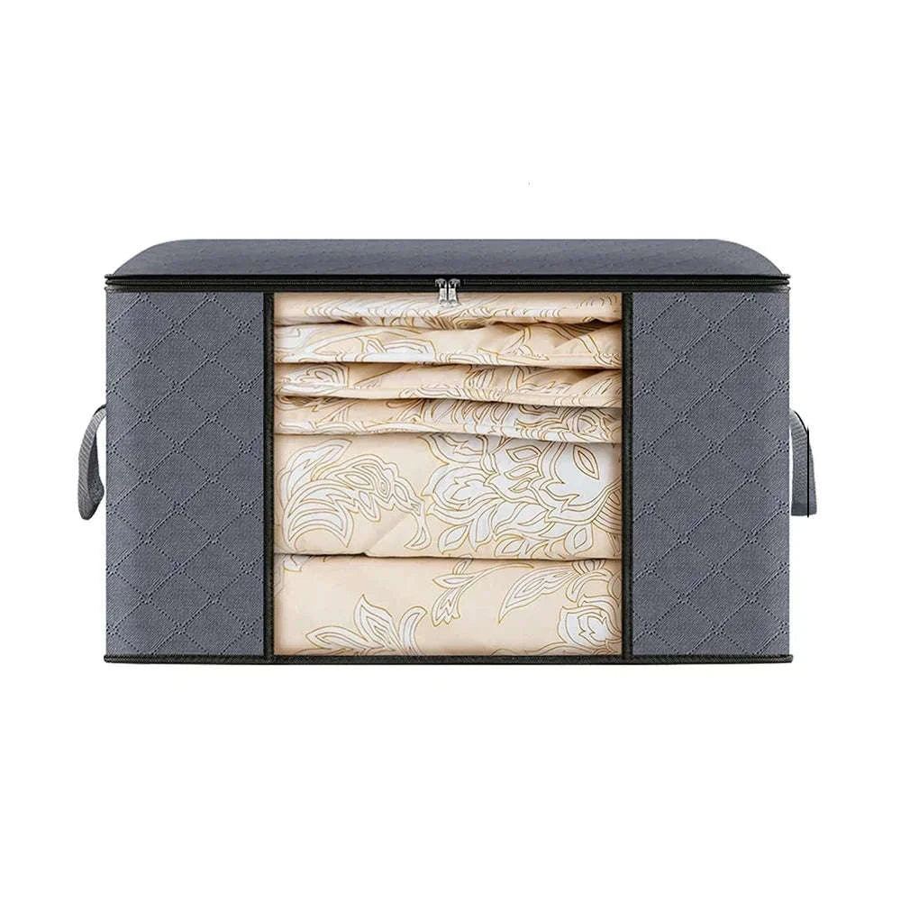 Quilt Storage Bag for Bedding and Clothing Organization-60x40x35cm / Black