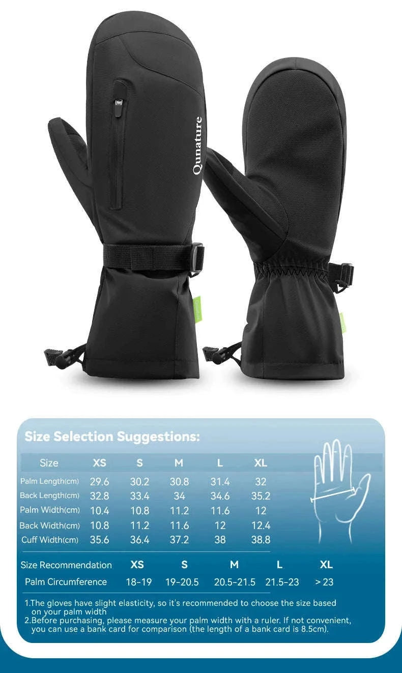 Qunature Ski Gloves with Anti-Slip Palm and Fleece Lining-014-S346-TS / M
