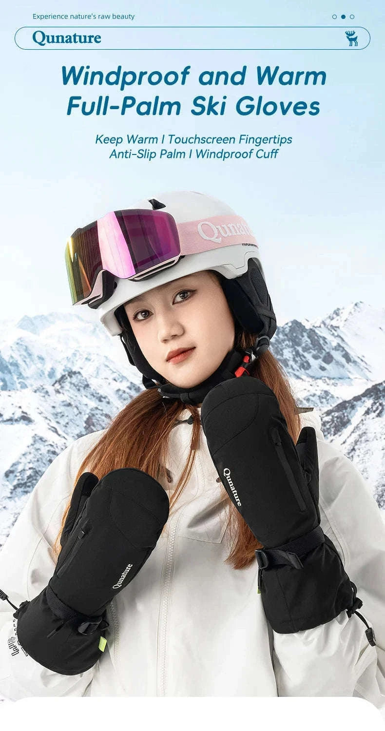 Qunature Ski Gloves with Anti-Slip Palm and Fleece Lining-014-S346-TS / M