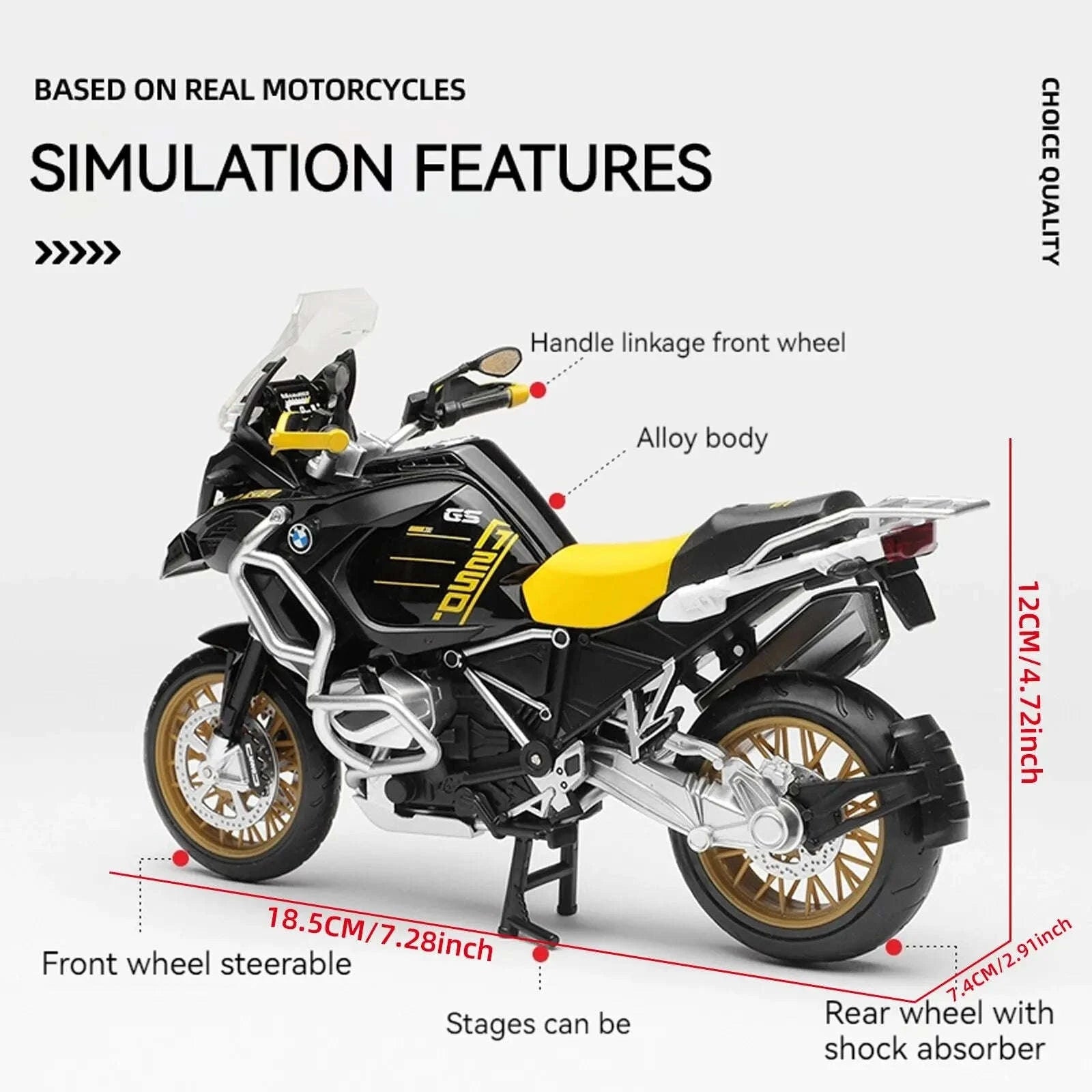 R1250 GS 1:12 Alloy Die‑cast Motorcycle Model-RED