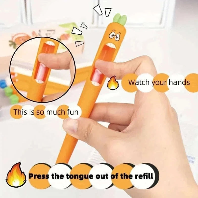 Radish Shaped Gel Pens 4-Pack, 0.5 mm Black Ink-4Pcs set