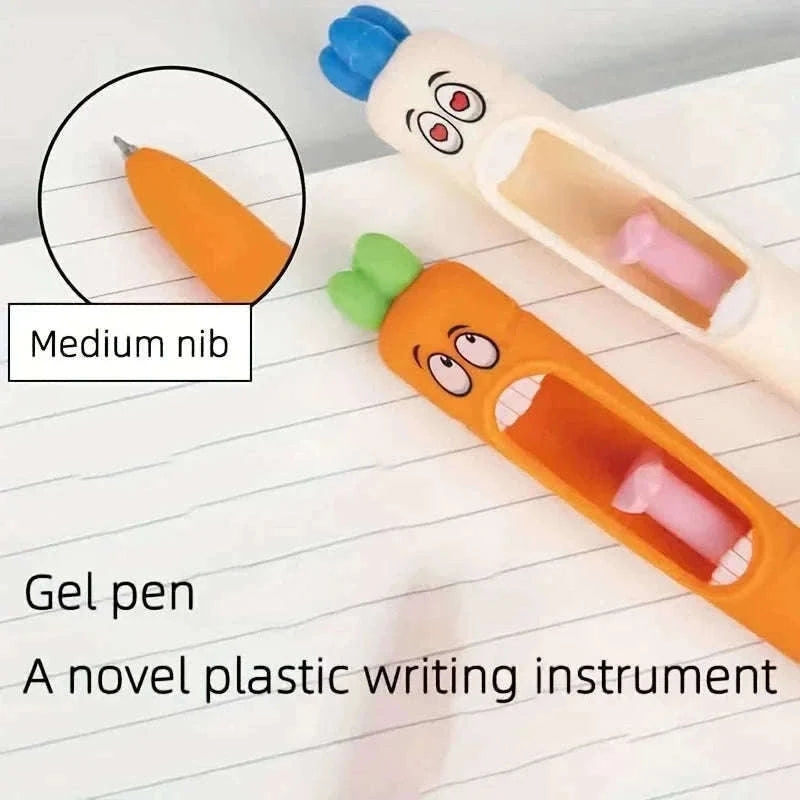 Radish Shaped Gel Pens 4-Pack, 0.5 mm Black Ink-4Pcs set