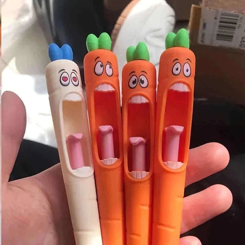 Radish Shaped Gel Pens 4-Pack, 0.5 mm Black Ink-4Pcs set