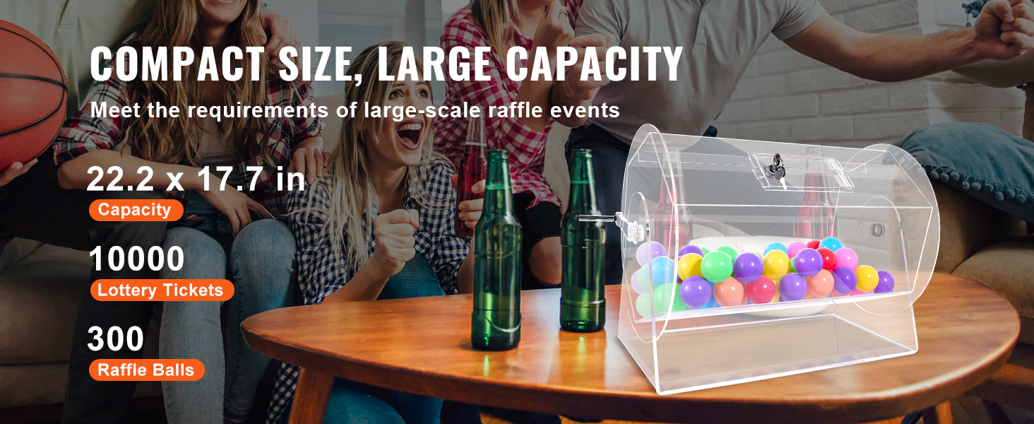 Raffle Drum Spinning Cage with Large Capacity for Events & Drawings