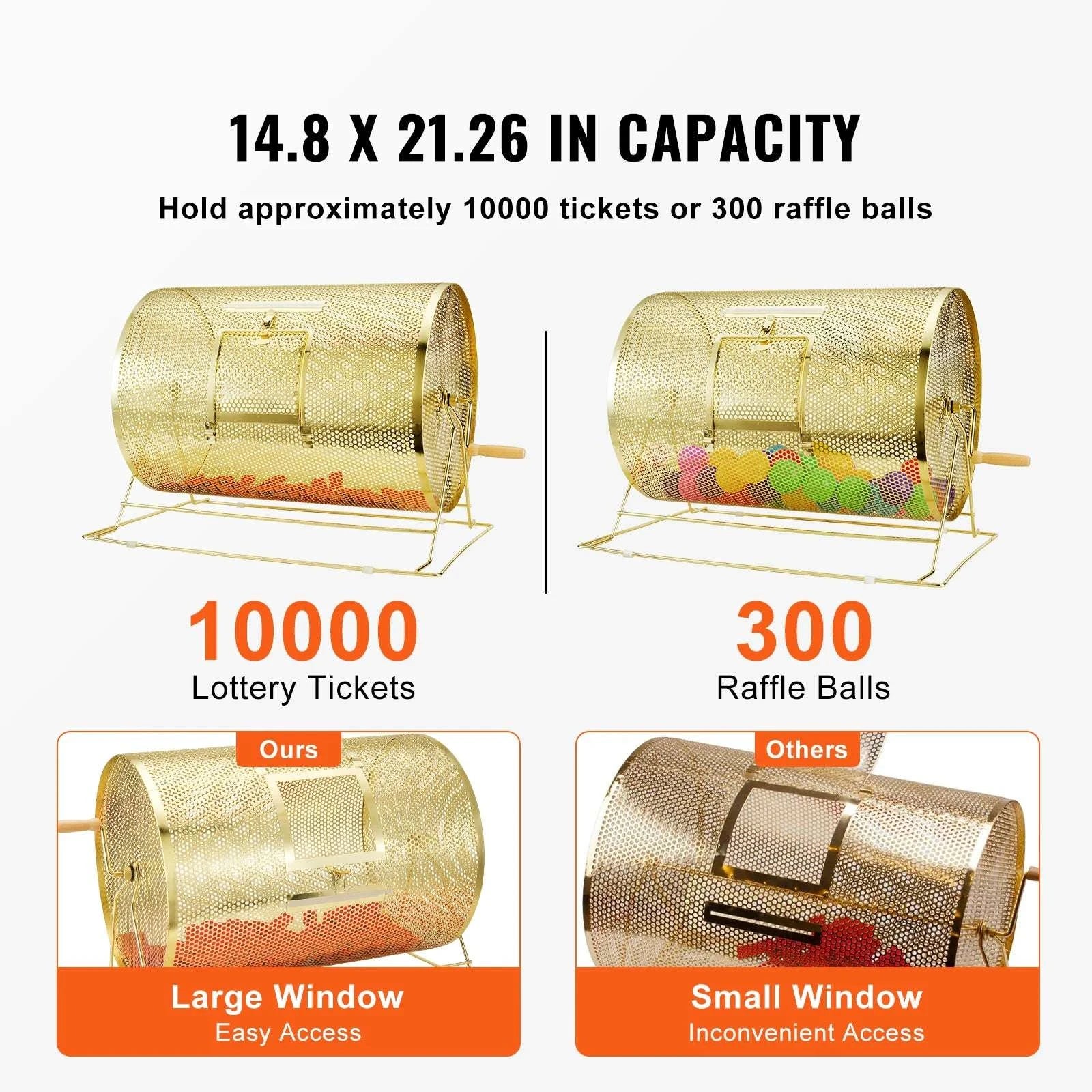 Raffle Drum Spinning Cage with Large Capacity for Events & Drawings-Metal 16 inch / United States