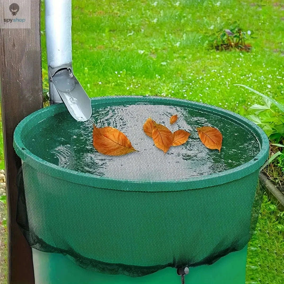 Rain Barrel Cover Mesh with Drawstring Protection-black