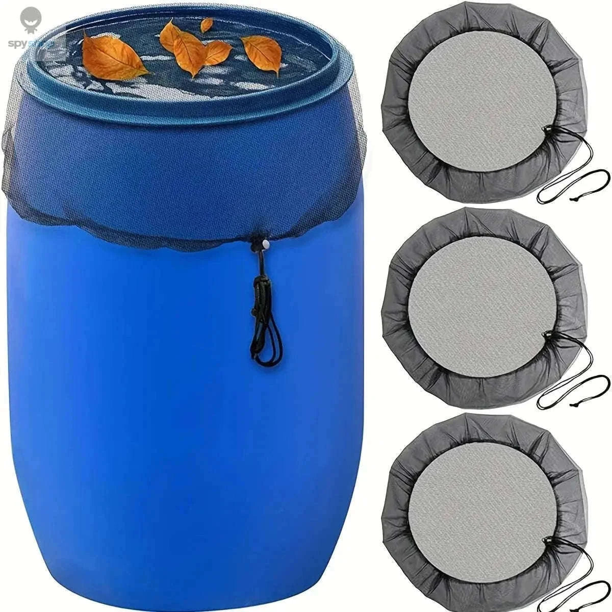 Rain Barrel Cover Mesh with Drawstring Protection-black