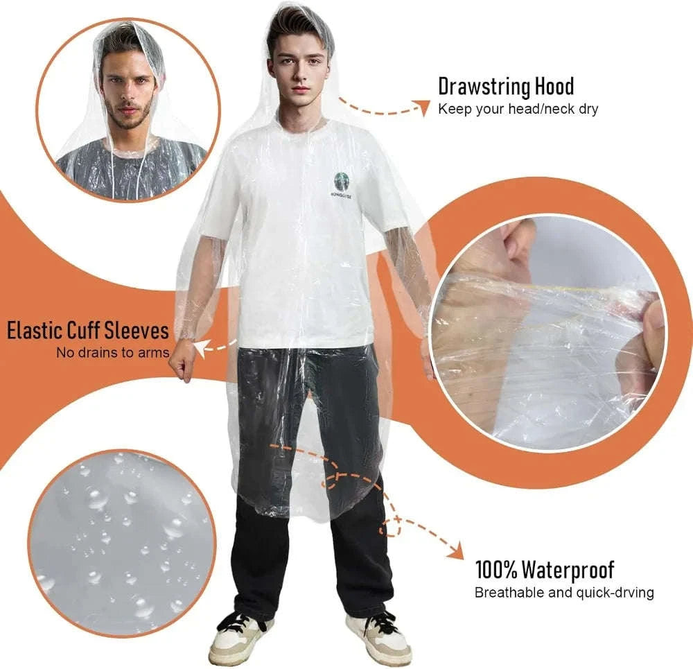 Rain Ponchos Family Pack - Disposable Emergency Ponchos, 8 Pack-United States