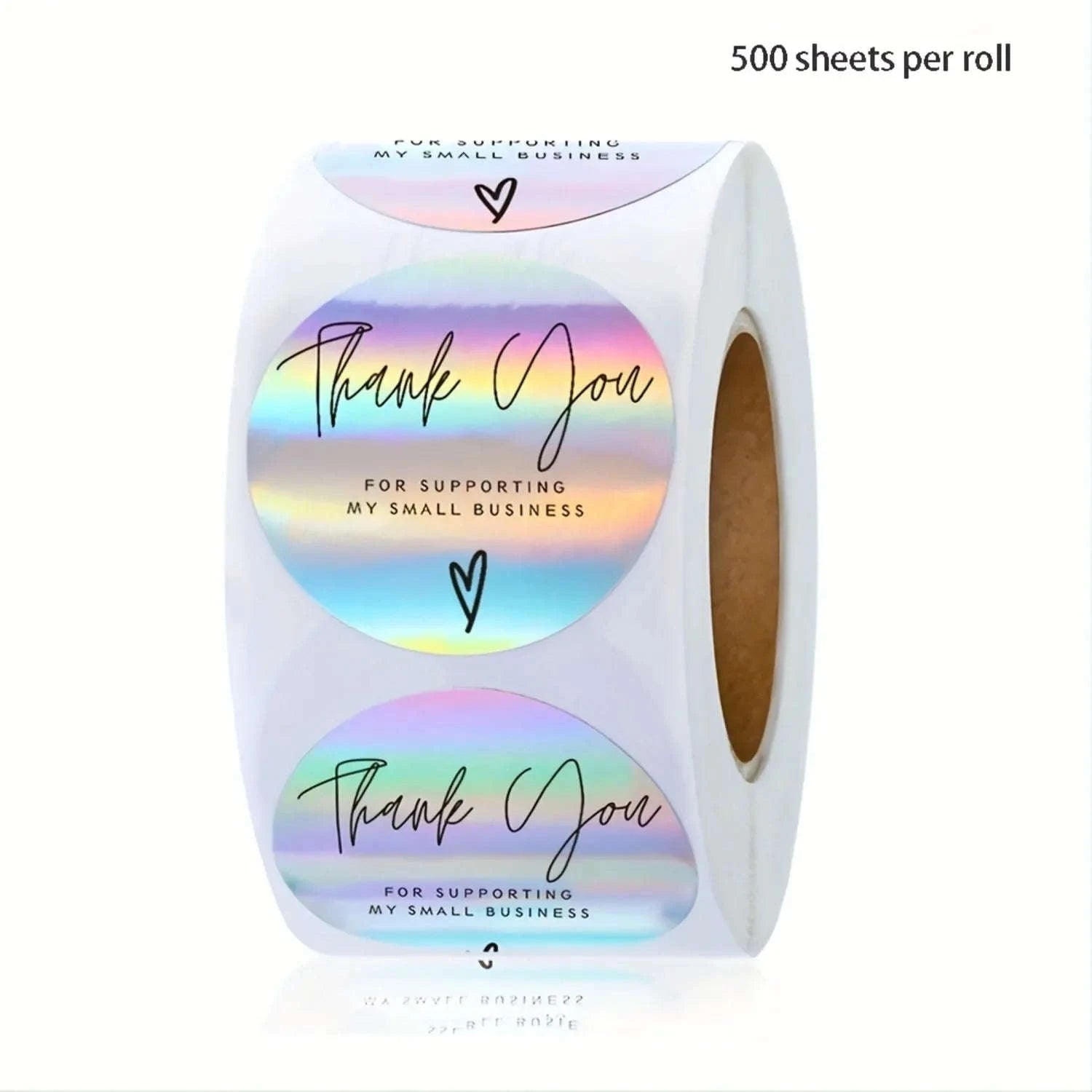 Rainbow Laser Thank You Stickers for Small Businesses-Laser / Colorful-500pcs