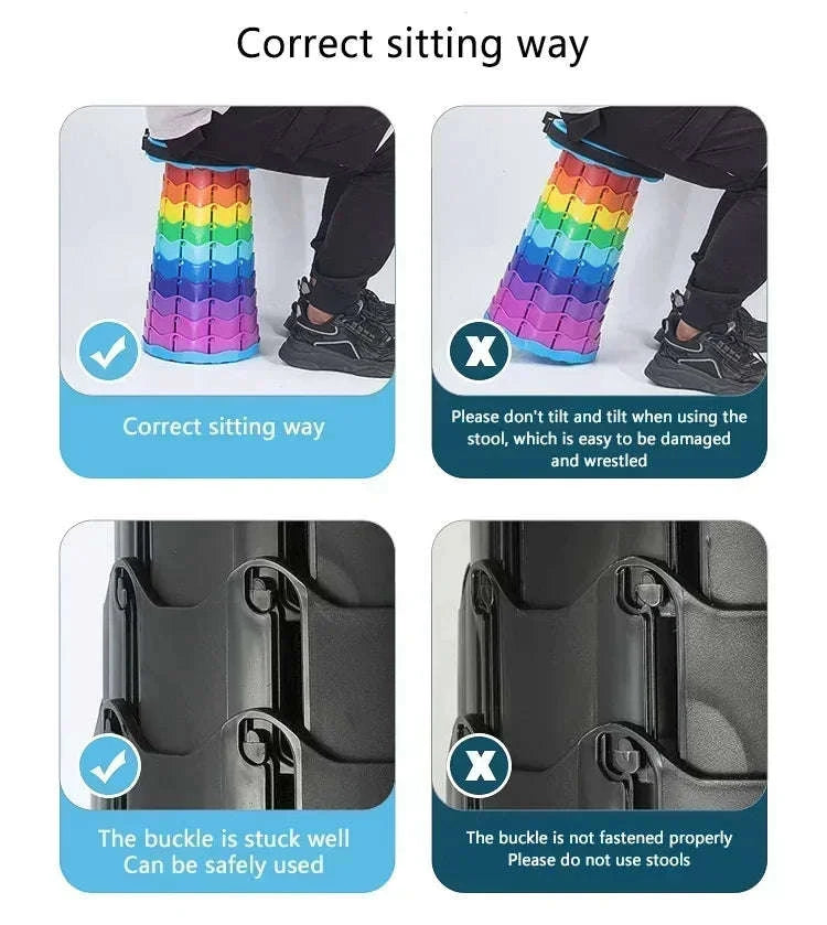 Rainbow Retractable Folding Travel Stool-black / China Mainland