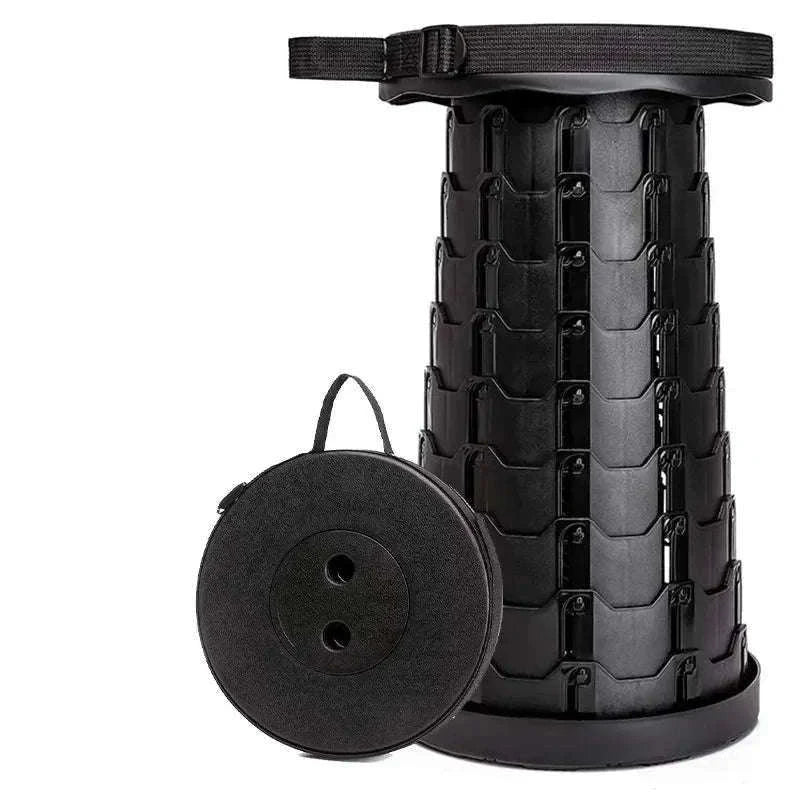 Rainbow Retractable Folding Travel Stool for Instant Sit-Anywhere Comfort-black / China Mainland