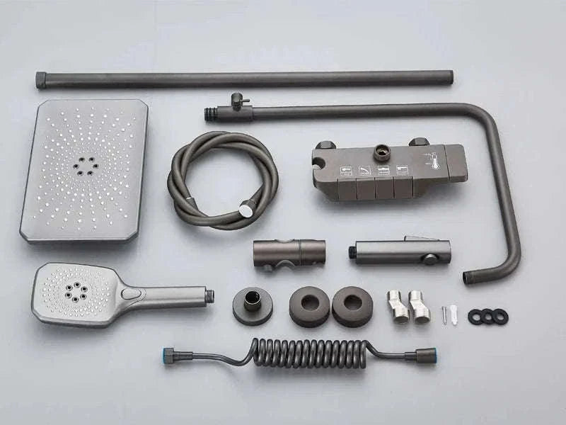 Rainfall Bathroom Shower System Set with Digital Display-White-With Display / Russian Federation