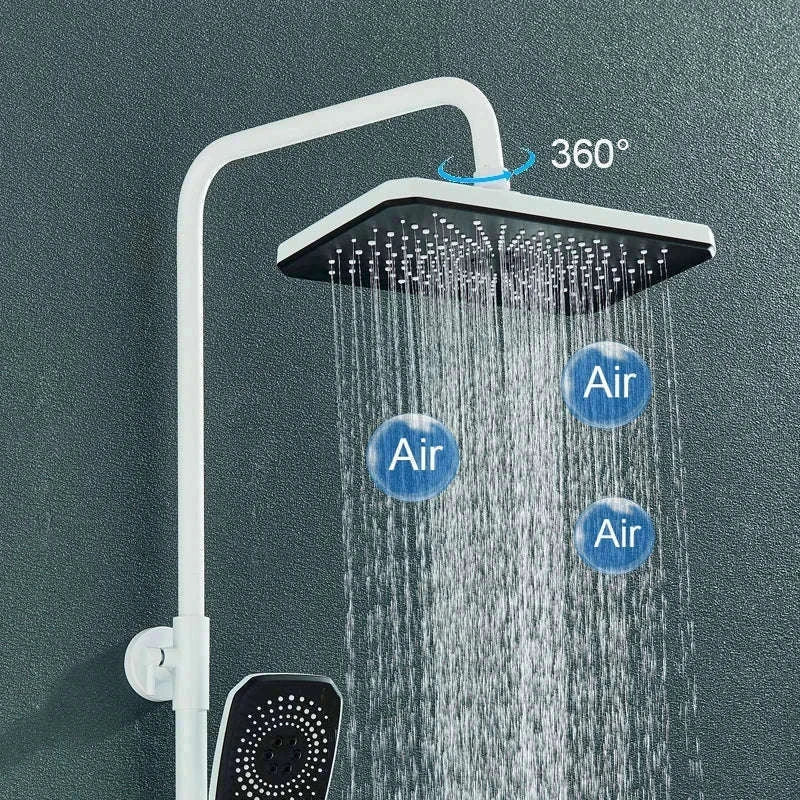 Rainfall Bathroom Shower System Set with Digital Display-White-With Display / Russian Federation