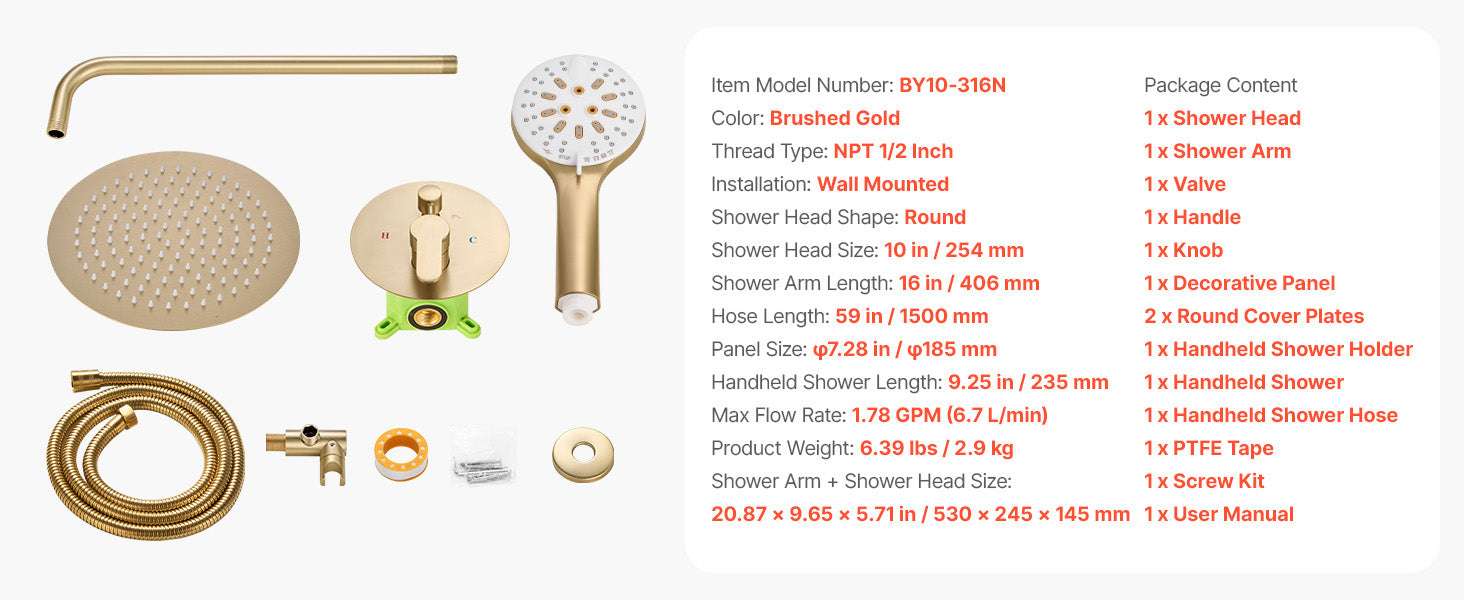 Rainfall Shower System with 10-Inch Head & Handheld Spray Set-Brushed Nickel10Inch / United States