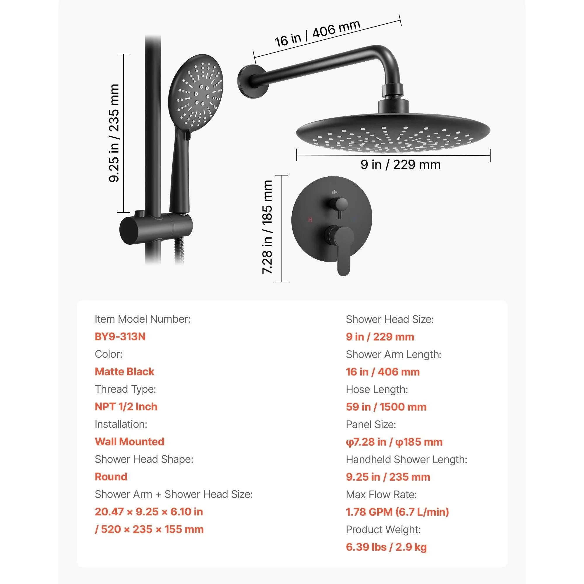 Rainfall Shower System with 10-Inch Head & Handheld Spray Set-Brushed Nickel10Inch / United States