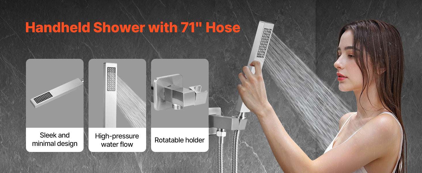 Rainfall Shower System with Ceiling Mount Head & Handheld Set-10in Matte Black / United States