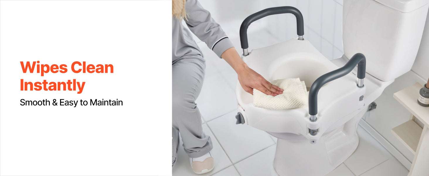 Raised Toilet Seat with 5-Inch Lift and Armrests for Safe Support-With Arms / United States
