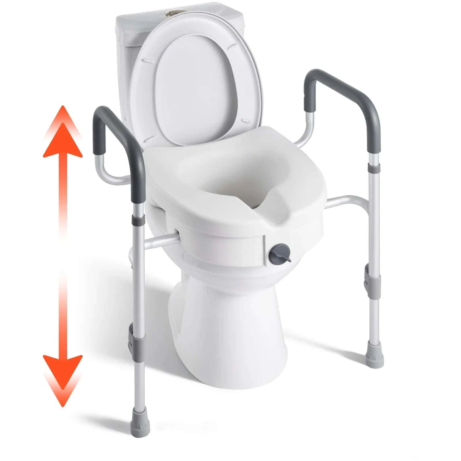 Raised Toilet Seat with Arms, 5" Lift, 350 lb Capacity-17.1 x 15.6 x 7.1 in / United States