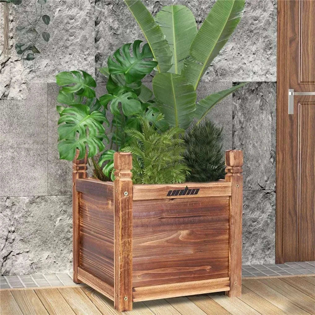Raised Wooden Garden Bed Planter for Vegetables, Herbs & Flowers-Dark Brown L / Australia