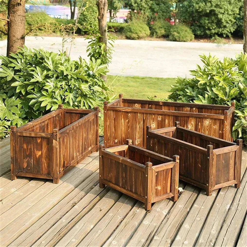 Raised Wooden Garden Bed Planter for Vegetables, Herbs & Flowers-Dark Brown L / Australia