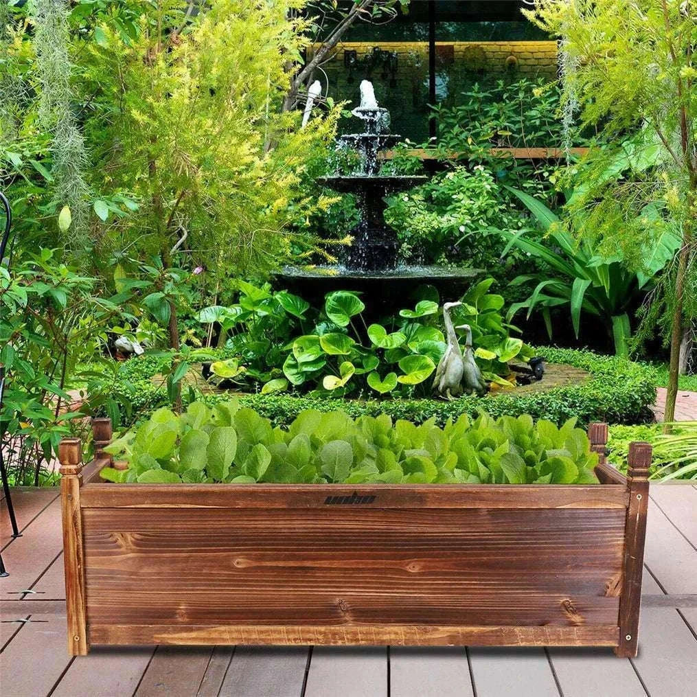 Raised Wooden Garden Bed Planter for Vegetables, Herbs & Flowers-Dark Brown L / Australia