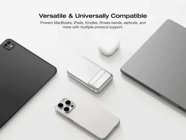 Rapid Wireless Power Bank 5000mAh with Stand and Built-in USB-C Cables-Rapid 5000 Sliver / United States / US