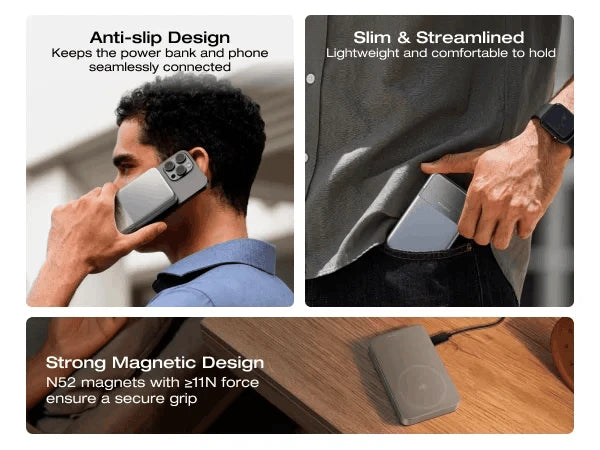 Rapid Wireless Power Bank 5000mAh with Stand and Built-in USB-C Cables-Rapid 5000 Sliver / United States / US