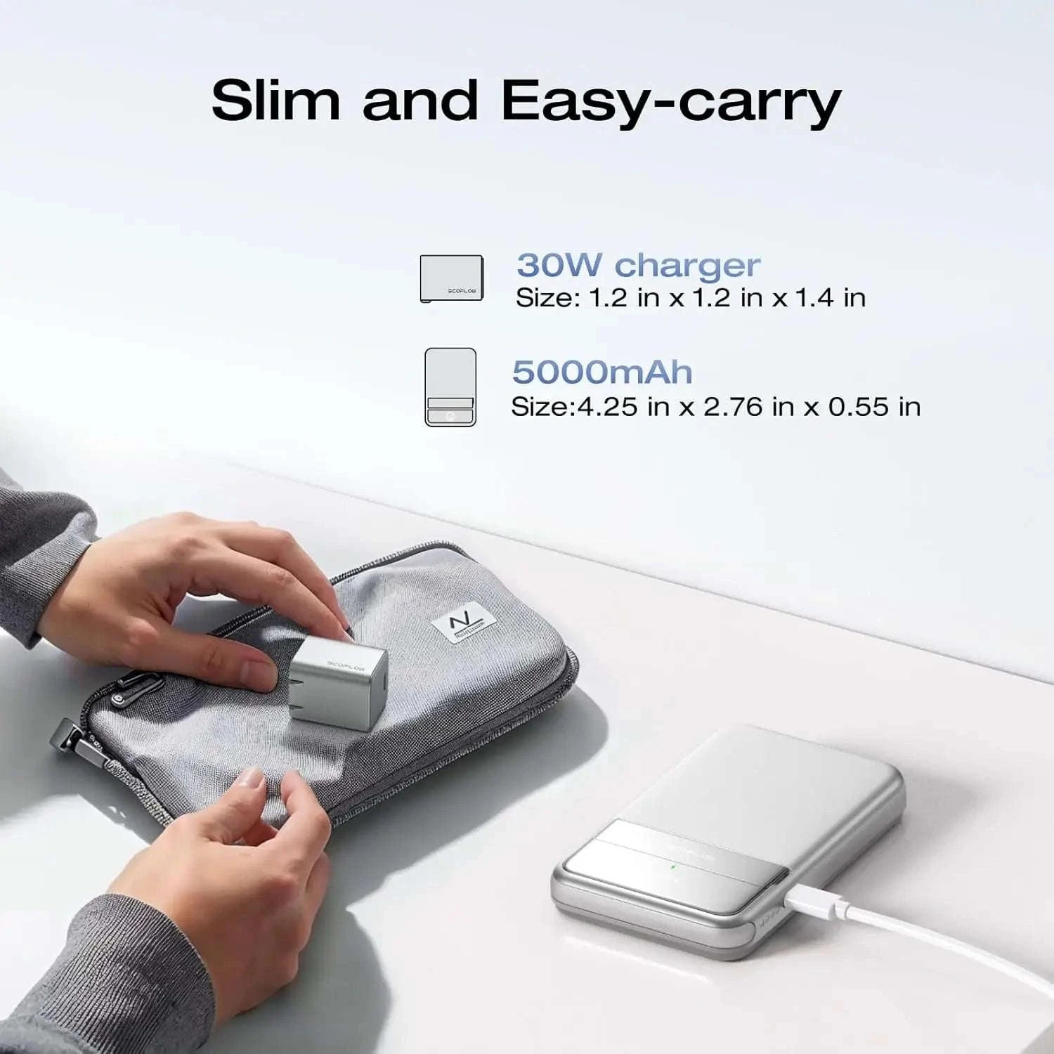 Rapid Wireless Power Bank 5000mAh with Stand and Built-in USB-C Cables-Rapid 5000 Sliver / United States / US