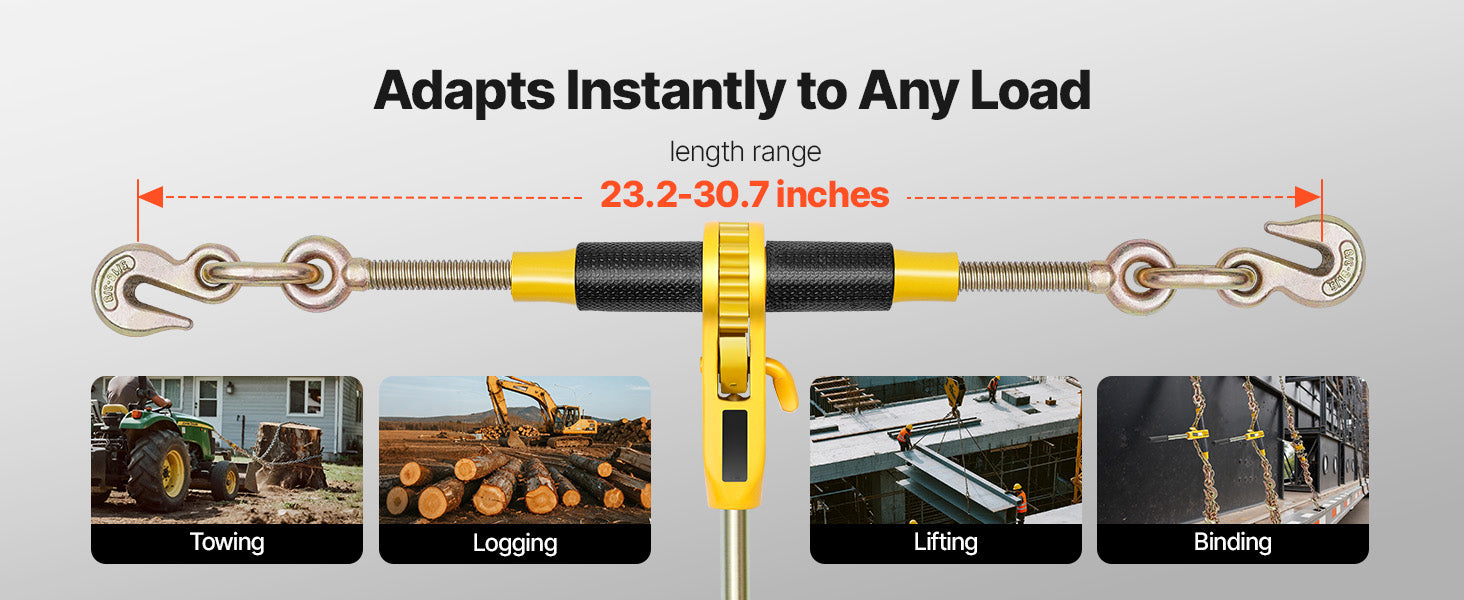 SucceBuy 9200 lb ratchet chain binder kompatibilní s řetězy 3/8–1/2 palce, zajišťovací a naklápěcí zařízení pro nakládání kamionu, upevnění na tažení