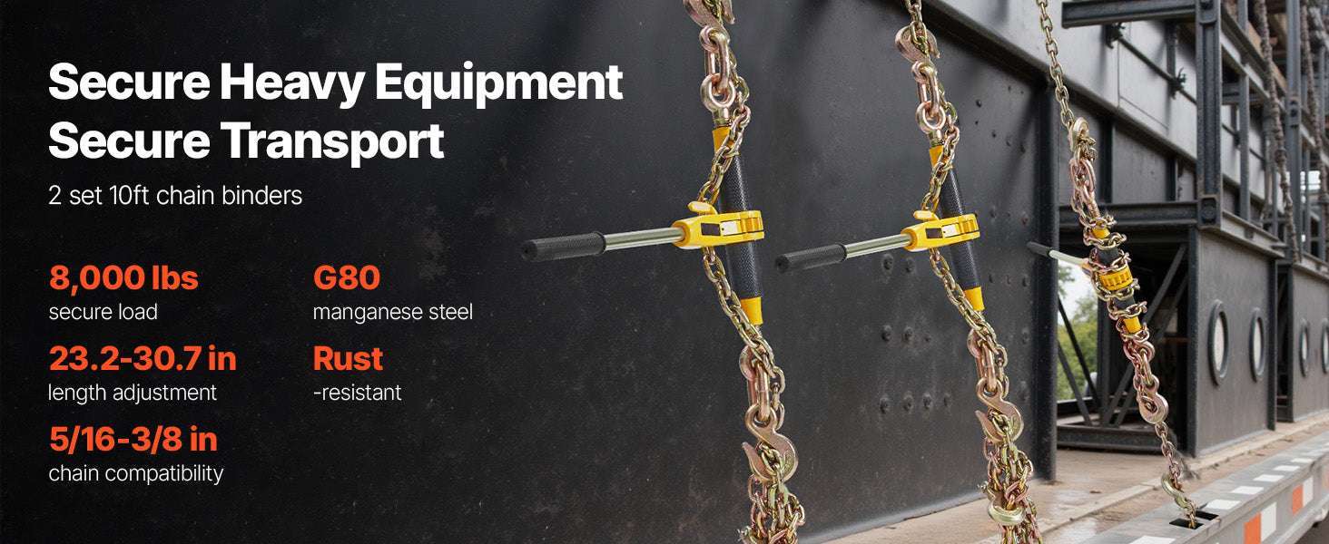 Ratchet Chain Binder Set with G80 Chains for Heavy Load Securing-14ft 4pcs / United States
