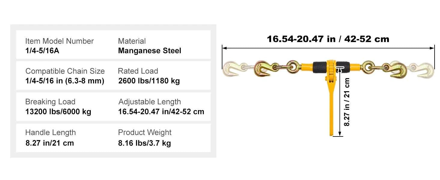 Ratchet Chain Load Binder 1/4"–5/16" Heavy Duty Tie-Down-4pcs / United States