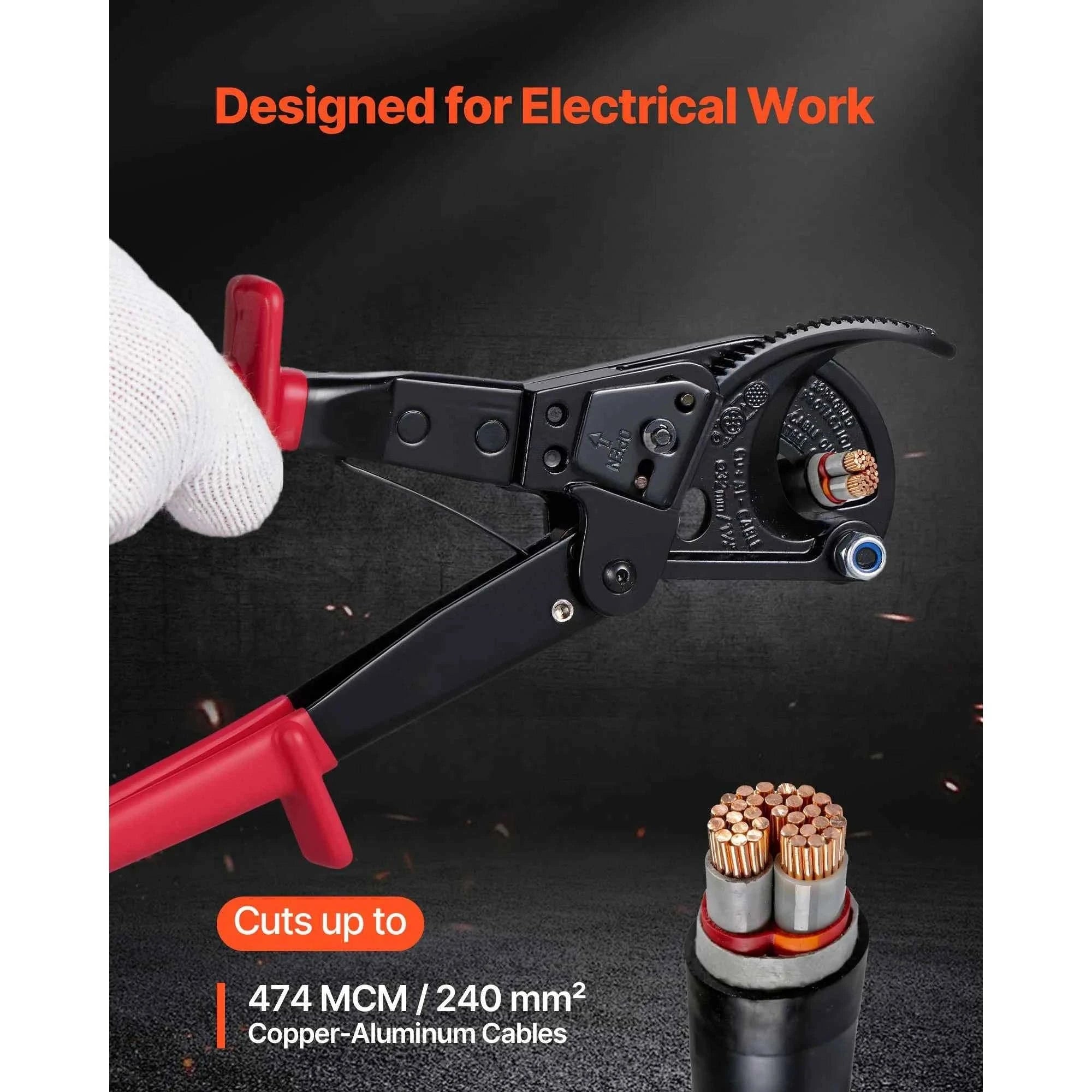 Ratcheting Cable Cutter with PVC-Coated Handles-23.5 cm H.Leverage / spain