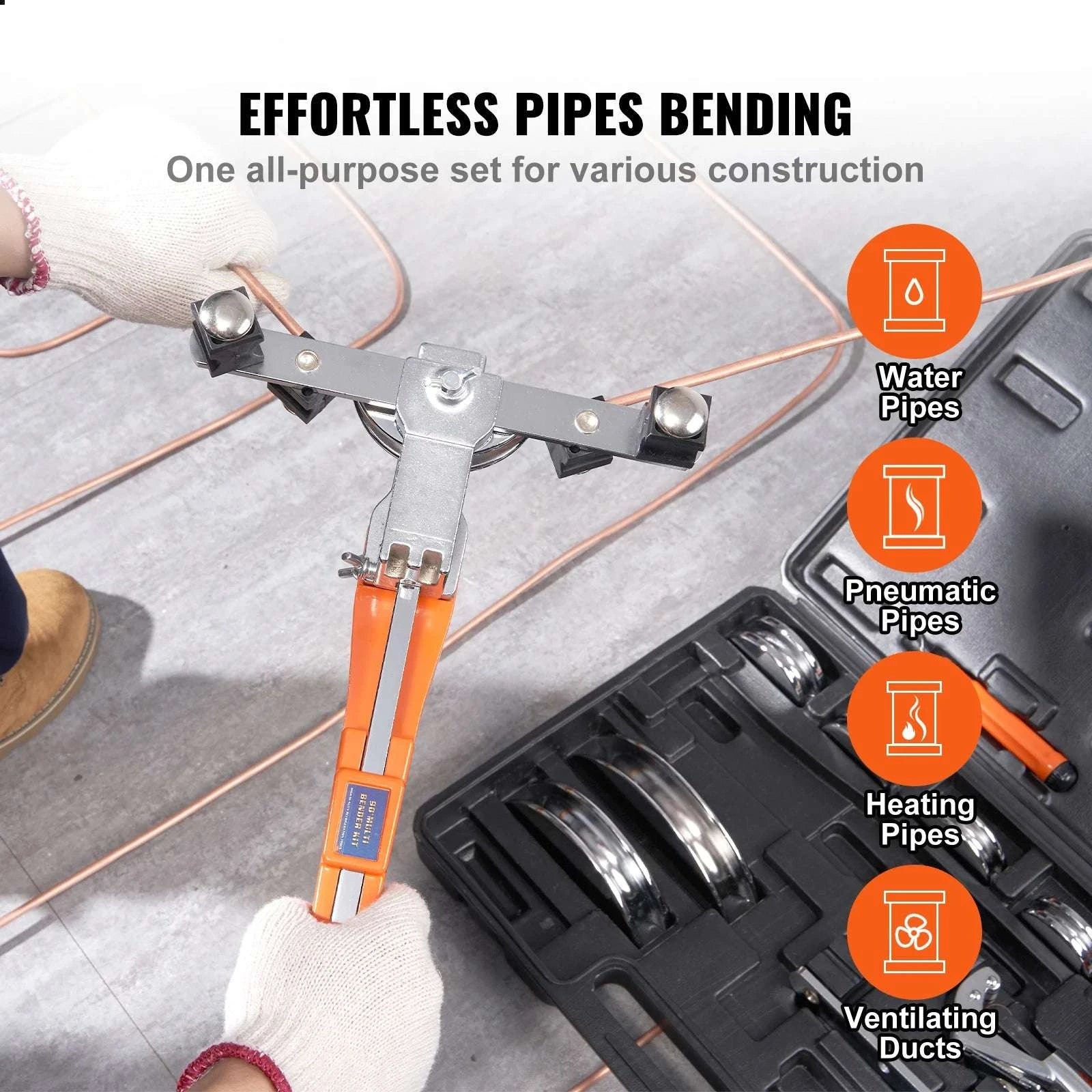 Ratcheting Pipe Tube Bender Kit with 7 Dies & Cutter Set-france