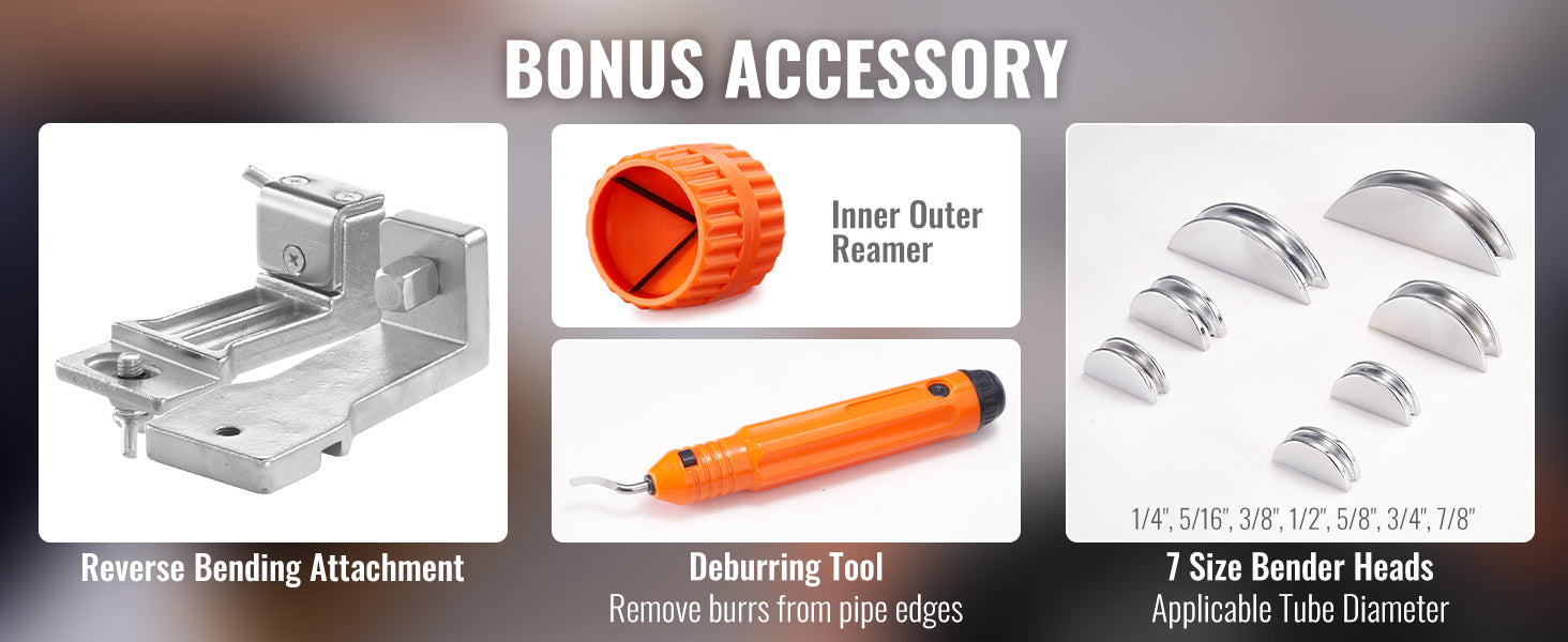 Ratcheting Pipe Tube Bender Kit with 7 Dies & Cutter Set