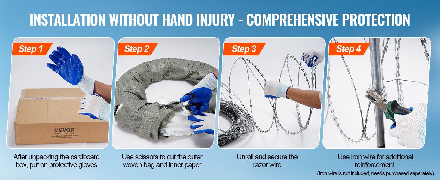 SucceBuy Razor Wires Razor Barbed Wire Razor Wire Fencing Fence Double Spiral Barbed Wire Galvanized Wire Rolls Razor for Garden