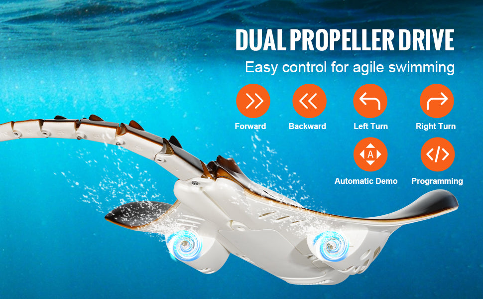 Jouet aquatique télécommandé RC Manta Ray avec double hélice