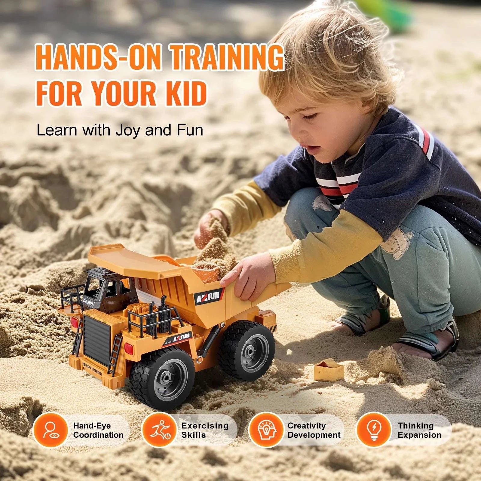 RC Dump Truck 9-Channel Remote Control Toy with 40-Min Playtime-black / CZECH REPUBLIC