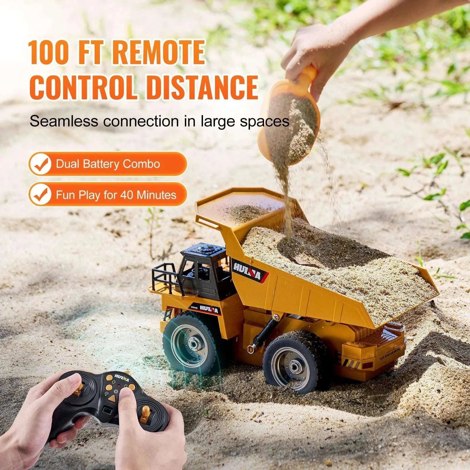 RC Dump Truck 9-Channel Remote Control Toy with 40-Min Playtime-black / United States